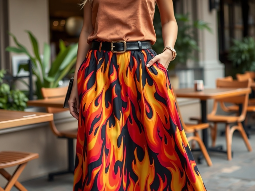 uccbr.ro | Fuste cu imprimeu de flăcări: îndrăzneț și plin de pasiune